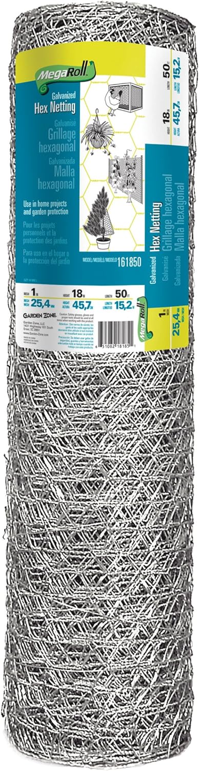 161850 20-Gauge Handyroll Galvanized Hex Netting, 50-Foot x 18-Inch With 1-Inch Openings