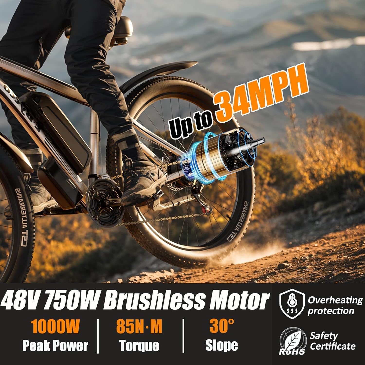E·Bycco 29” Electric Bike for Adults, 48V 17.5AH, 1000W Peak Electric Mountain Bikes, 34MPH Ebikes 21-Speed Electric Bicycle