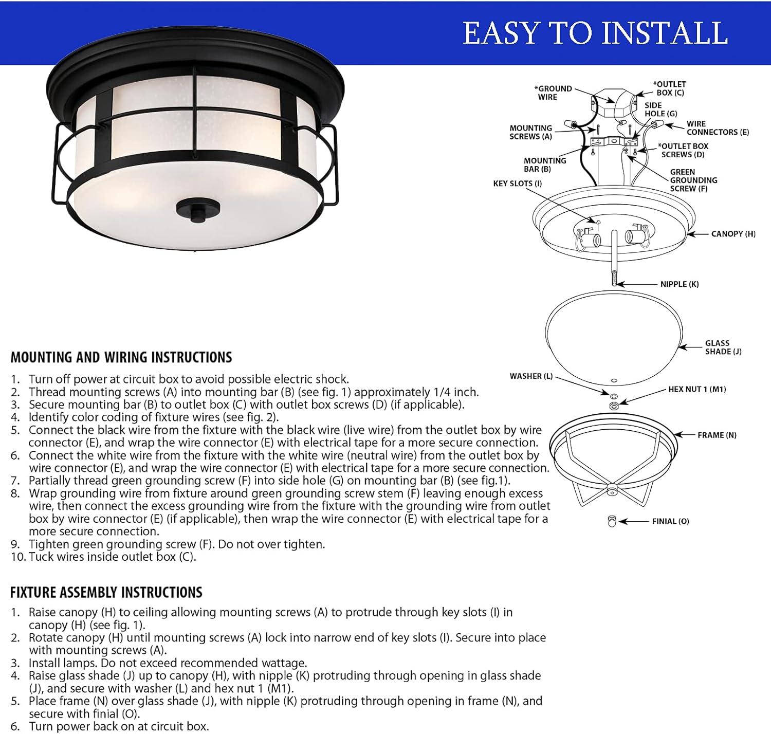 Cheapest 🛒 Ciata Lighting Orwell 2 Light Textured Black Finish Outdoor Flush mount Fixture on Steel with Frosted Seed Glass