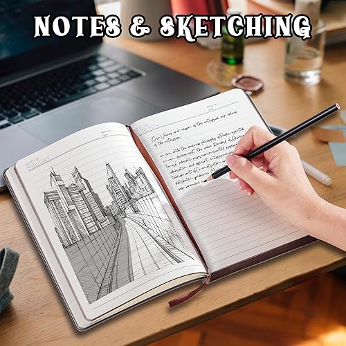 Miniatura 4 de Cuaderno vintage de cuero 2025, 300 páginas, cuadernos de cuero con tapa blanda para mujeres y hombres, cuadernos para escribir viajes, negocios,