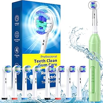 TEETHEORY Rotating Electric Toothbrush for Adults, 4 Modes Deep Clean Electric Toothbrush with 8 Brush Heads (2 Types), 25-Days Rechargeable Power and 2 Min Smart Timer Green