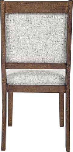 Miniatura 7 de HomePop Sillas de comedor con marco de madera tapizadas con respaldo abierto, sólidas con textura neutra (juego de 2)