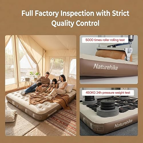Miniatura 5 de Naturehike Compact King Size Air Mattress with Built-in USB Rechargeable Pump, 992 lbs Max Support Inflatable Mattresses, Blow up Mattress Air Bed