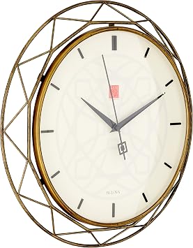 Bulova Clocks C4834 Luxfer Prism 14 Inch Frank Lloyd Wright Inspired Wall Clock