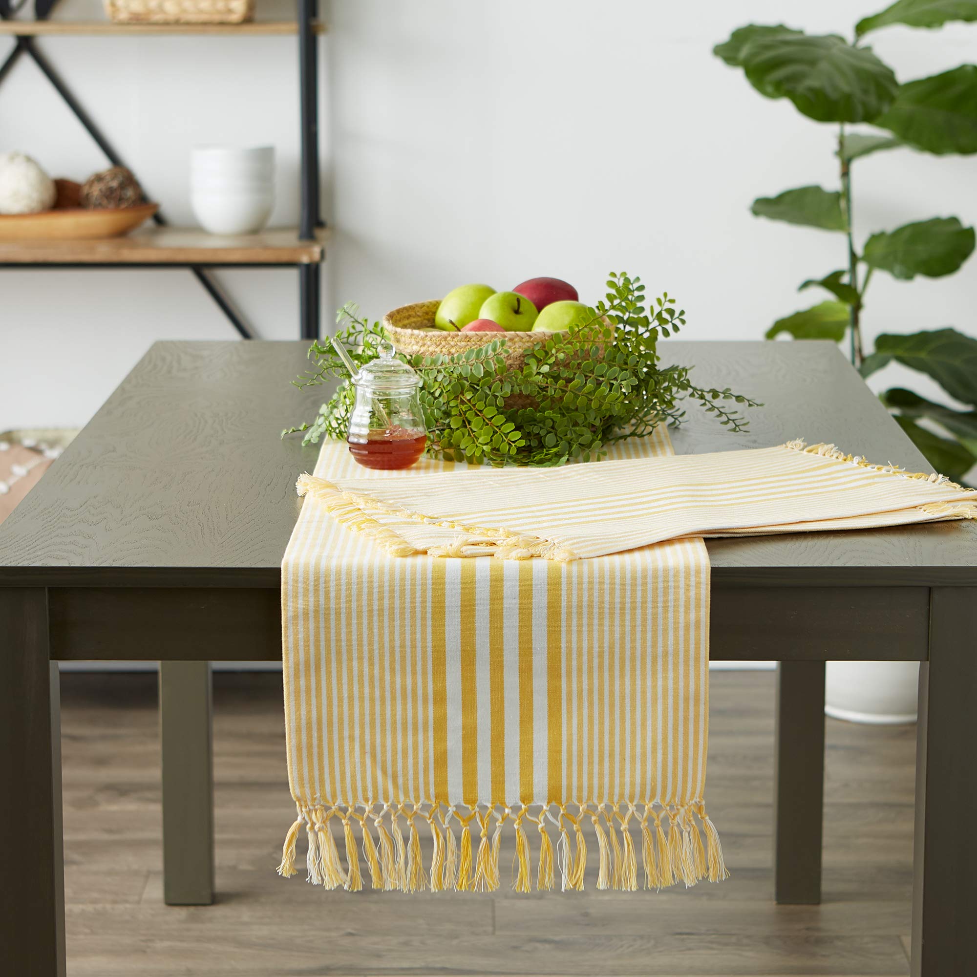 DII Multi Strip Cotton Table Runner - 14x72 Inches, Deep Yellow Kitchen & Dining Decor