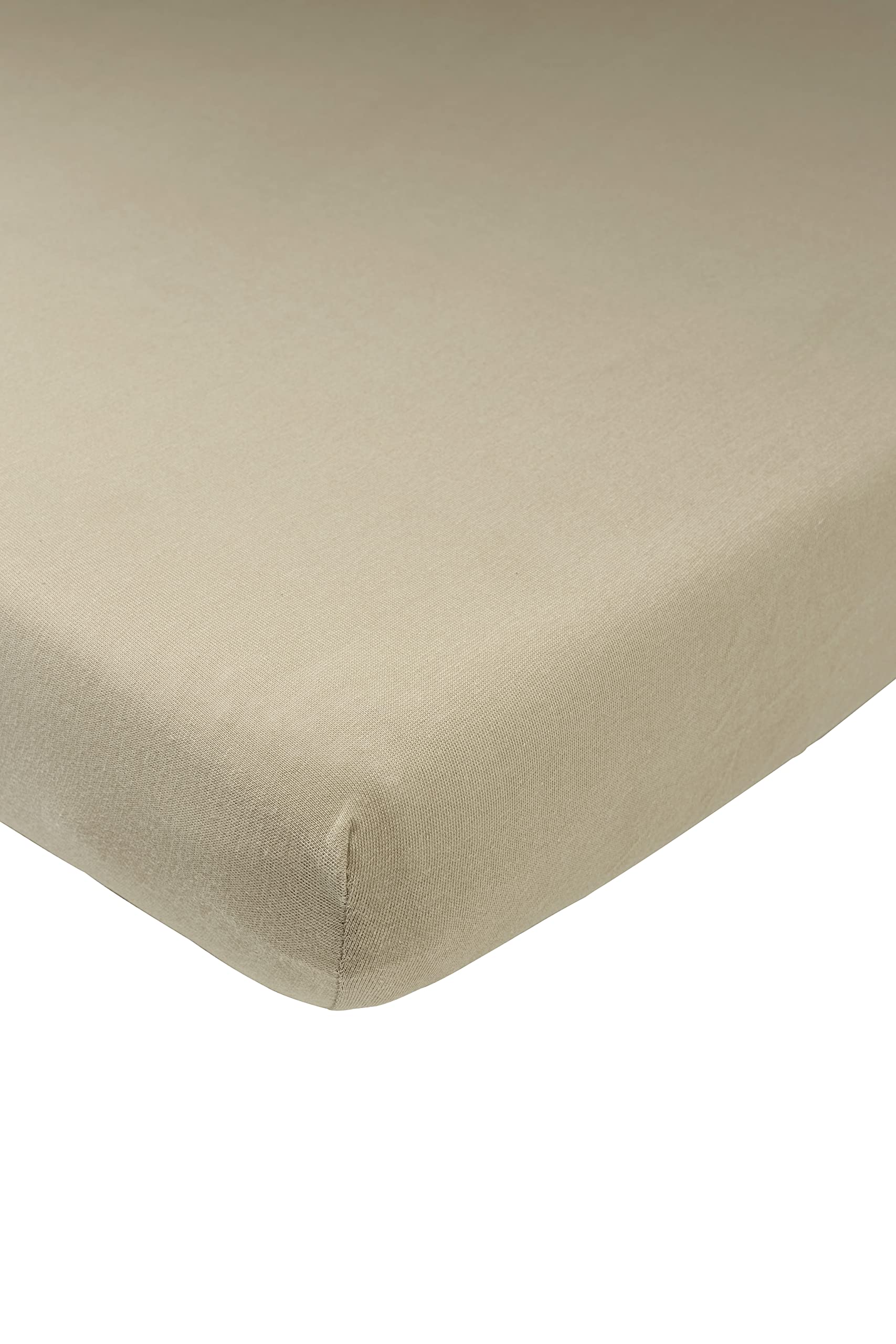 Meyco Baby Plain Fitted Sheet for the Cot Bed (Flat Sheet with Soft Jersey Quality, 100% Cotton, thanks to All-Round Elastic, Breathable, Dimensions: 50 x 90 cm), Taupe