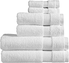 Christy Refresh Bath Towel Set | Set of 6 | 2 Bath 2 Hand 2 Face | Quick Dry | Gentle Pastel Tones | Soft Absorbent Bathroom Towels | 100% Cotton 550GSM | White