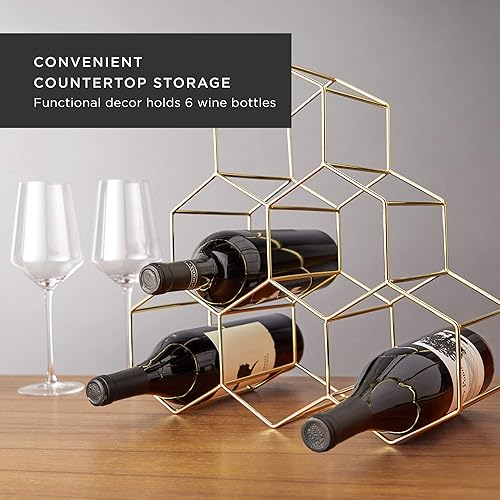 Miniatura 2 de Viski Geo - Estante de vino independiente para encimera, 6 soportes para botellas de vino para almacenamiento de vino, decoración de cocina,