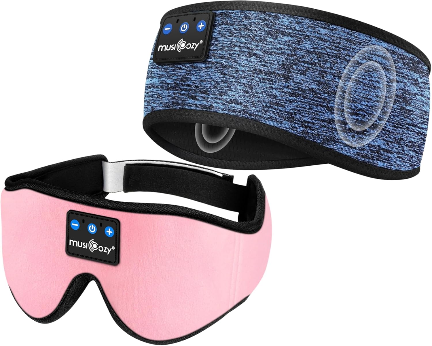MUSICOZY Bluetooth Headband Sports Sleep Headphones, Wireless Music Sleeping Headphones Eye Mask Earbuds for Side Sleepers Workout Running Travel Yoga Office, Pack of 2