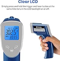 Vista 9 de Etekcity Termómetro infrarrojo láser pistola de temperatura 1080, -58°F ~ 1130°F para carne, alimentos, dulces, pizza, horno, pistola de calor