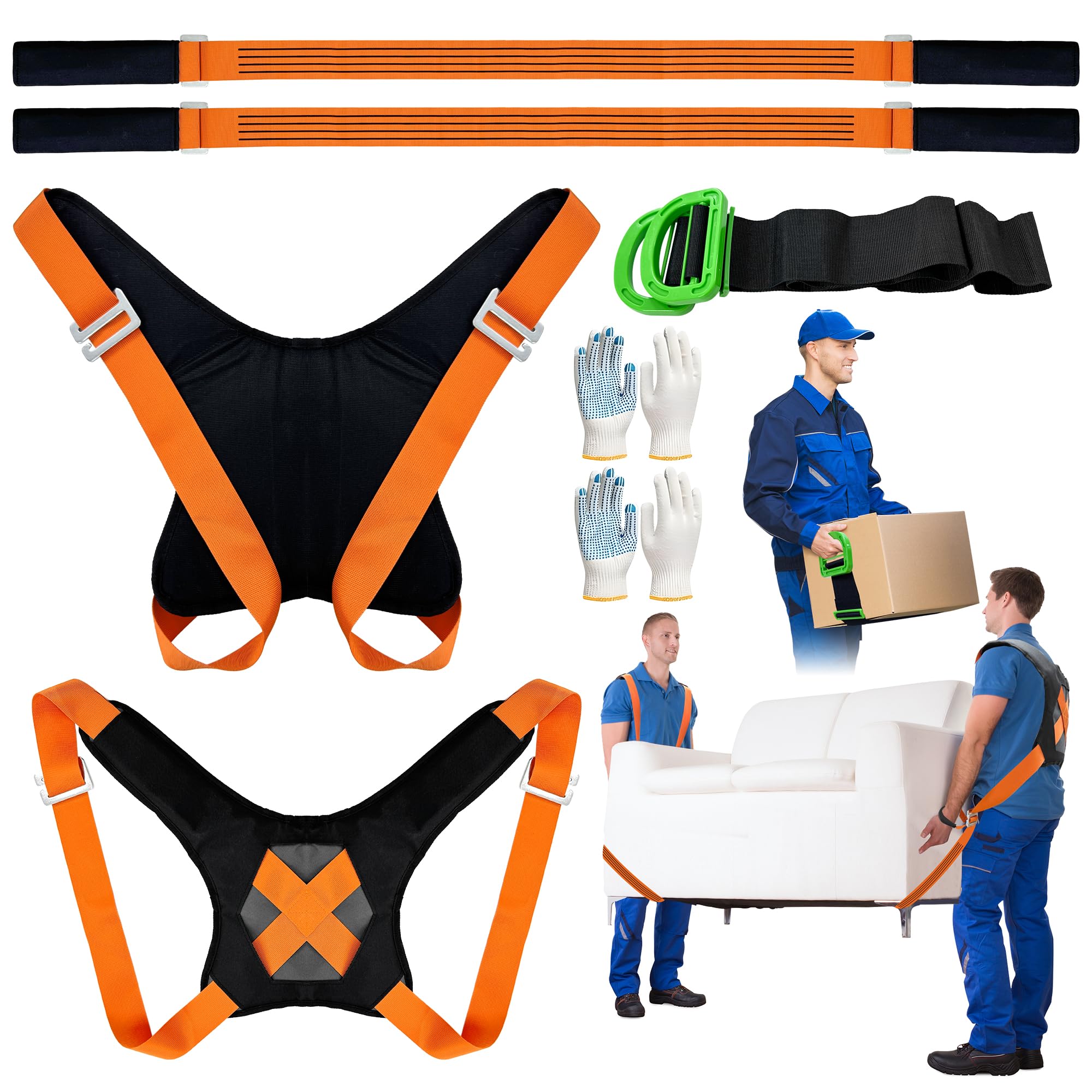 Moving Straps Furniture Moving Adjustable Straps 2-Personen-Hebe- und Bewegungssystem, Schulterheben und Bewegen von Möbeln, Geräten, Matratzen, schweren Gegenständen bis zu 362,9 kg (Gurtstil)