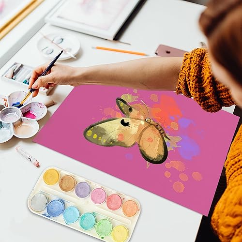 Vista 5 de 25 hojas de papel de cartulina rosa pulsar de 8.5 x 11 pulgadas, papel grueso de 92 libras para álbumes de recortes, invitaciones, impresión