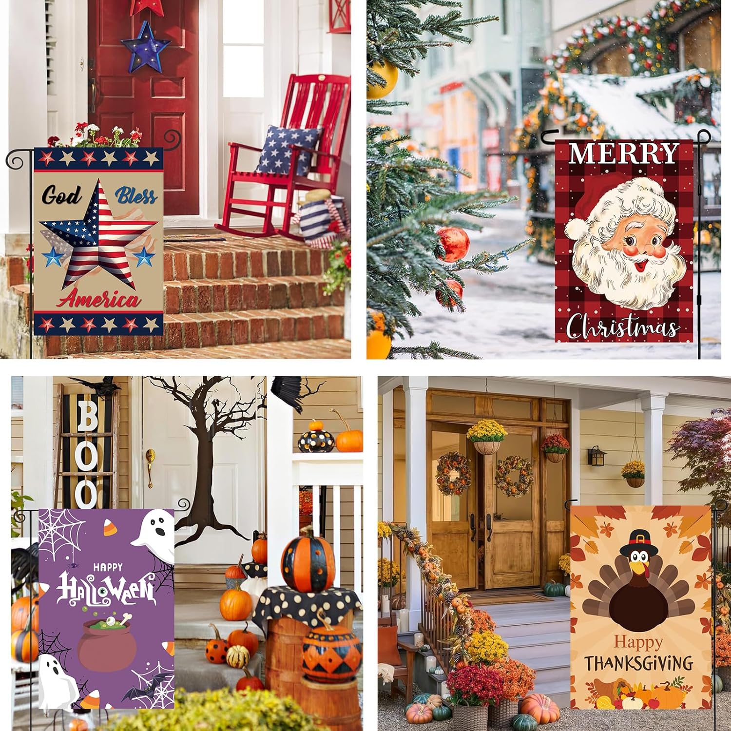 Seasonal Garden Flags set of 12 Double Sided, Yard Flags for Outside 12x18 Inch for Christmas Halloween Easter Valentine's St Patrick's 4th of July Spring Summer Fall Winter, All Seasons Garden Decor - Image 2