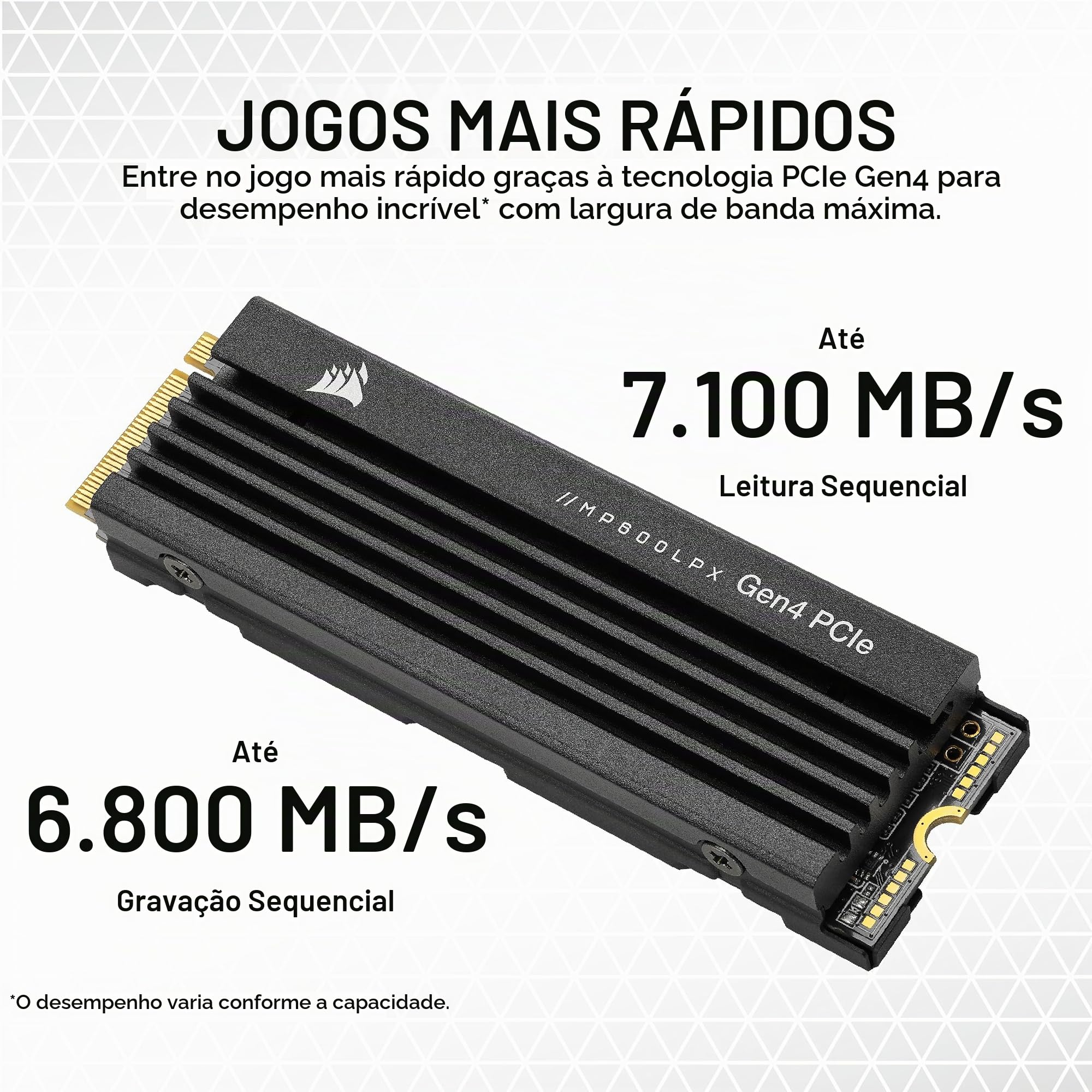 SSD Corsair MP600 PRO LPX - 1TB, M.2 NVMe, Leitura 7100MB/s