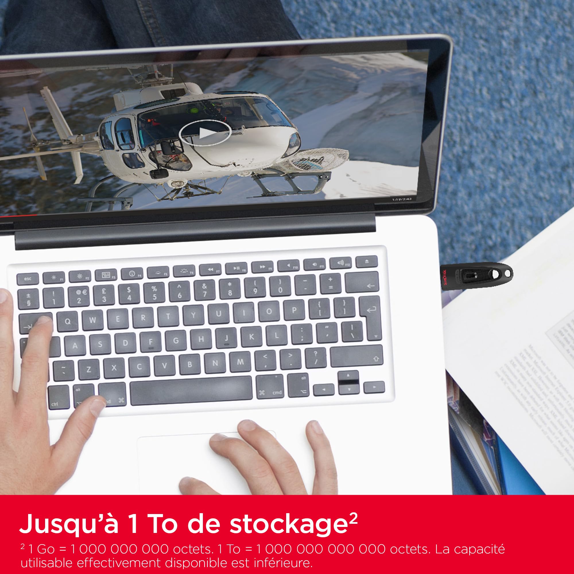 SanDisk Ultra Clé USB 3.0 1 to (Stockage fiable pour Documents, Photos et fichiers multimédias, Sandisk Memory Zone App)