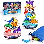 IPOURUP Dinosaur Toys for Kids 3-5: Wooden Stacking Montessori Toys for 3 4 5 6 7 Year Old Balance Competition Game for Family Ideal Christmas Birthday Gifts for Kids Ages 3-7 (Double Version)