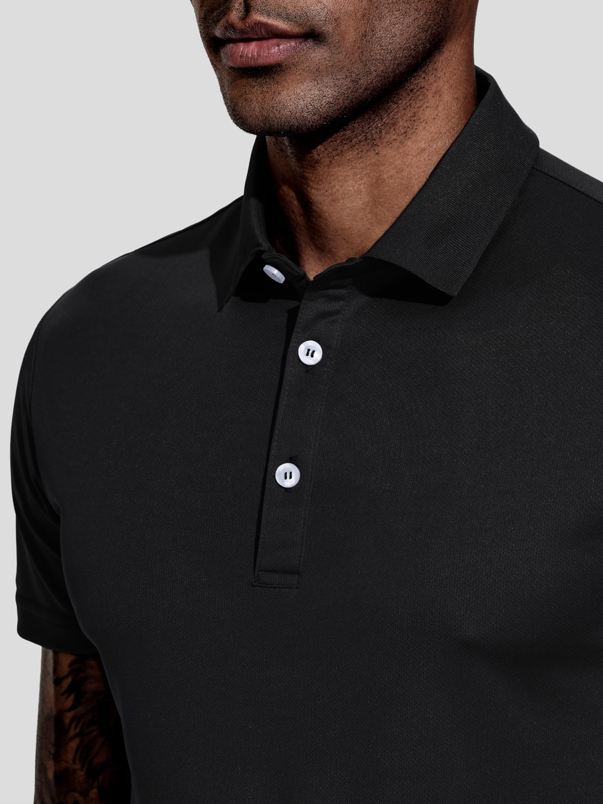 Teesmen Polo da uomo sportiva ad asciugatura rapida Tech Wicking Golf traspirante manica corta polo, Grigio/Blu Navy/Nero, M