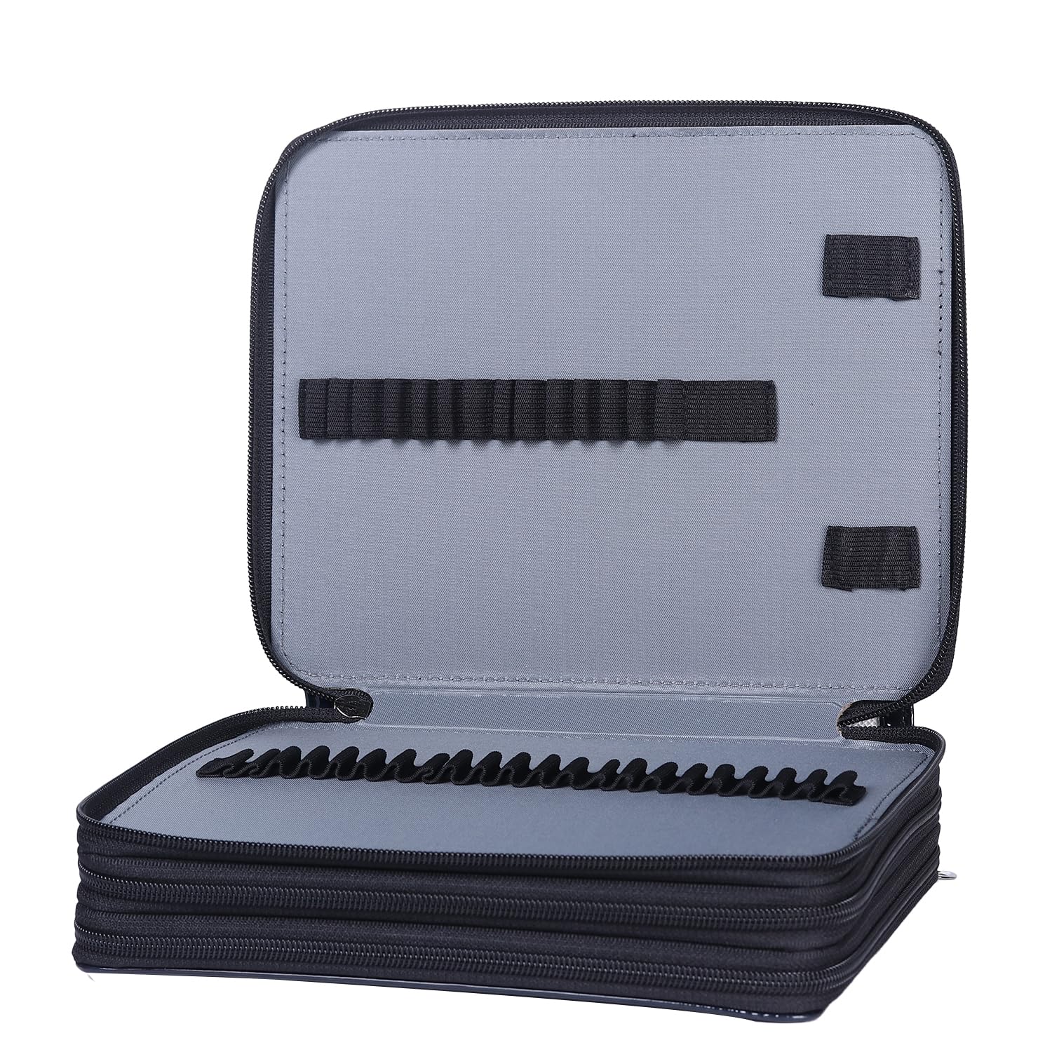 Shulaner 120 Slots Colored Pencil Case with Zipper Closure Pencils Bag Waterproof PU Leather Pen Organizer Storage Holder for Artist (Black) - Image 2