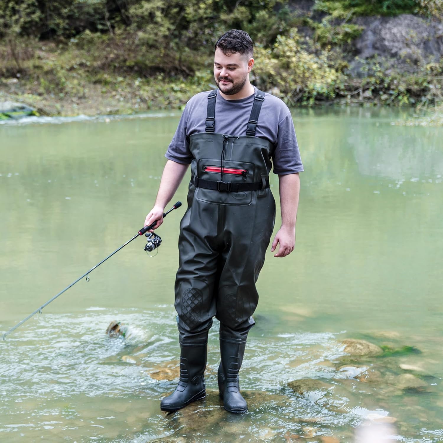 Fishing Waders for Men with Boots, Chest Waders, PVC Waterproof Waders for Hunting