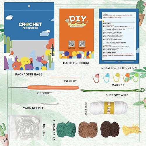 Miniatura 2 de Utook Kit de ganchillo para principiantes, paquete de 6 animales de ganchillo, kits de ganchillo para principiantes, adultos y niños, con videos