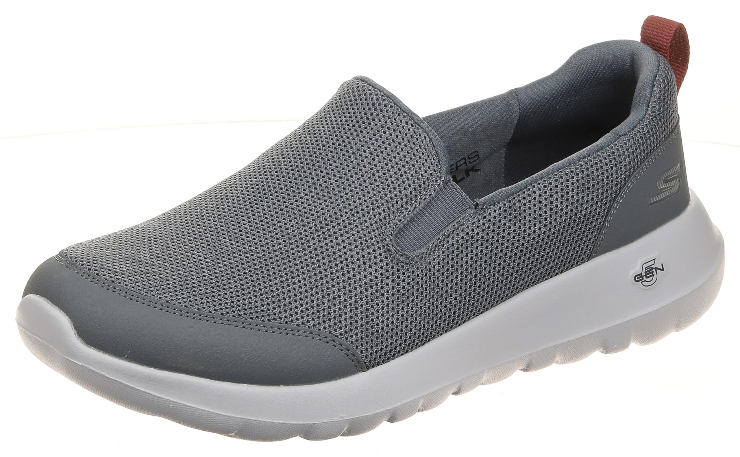 Skechers Men's GO Walk MAX CLINCHED Sneaker, Gray Textile/Burgundy Trim, 7.5 UK