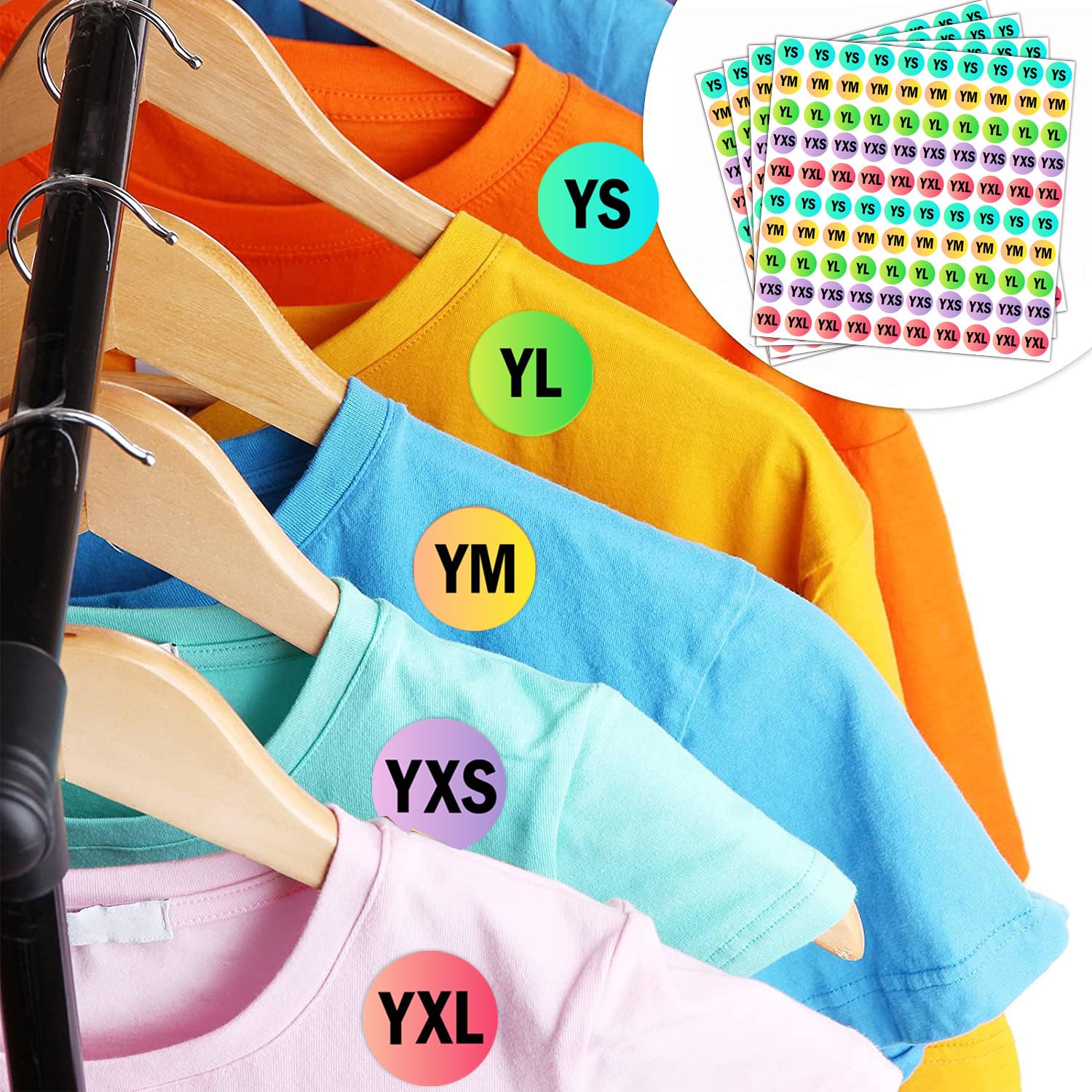 Clothing Stickers Youth Clothing Size Stickers - 1 Inch Round Adhesive ...