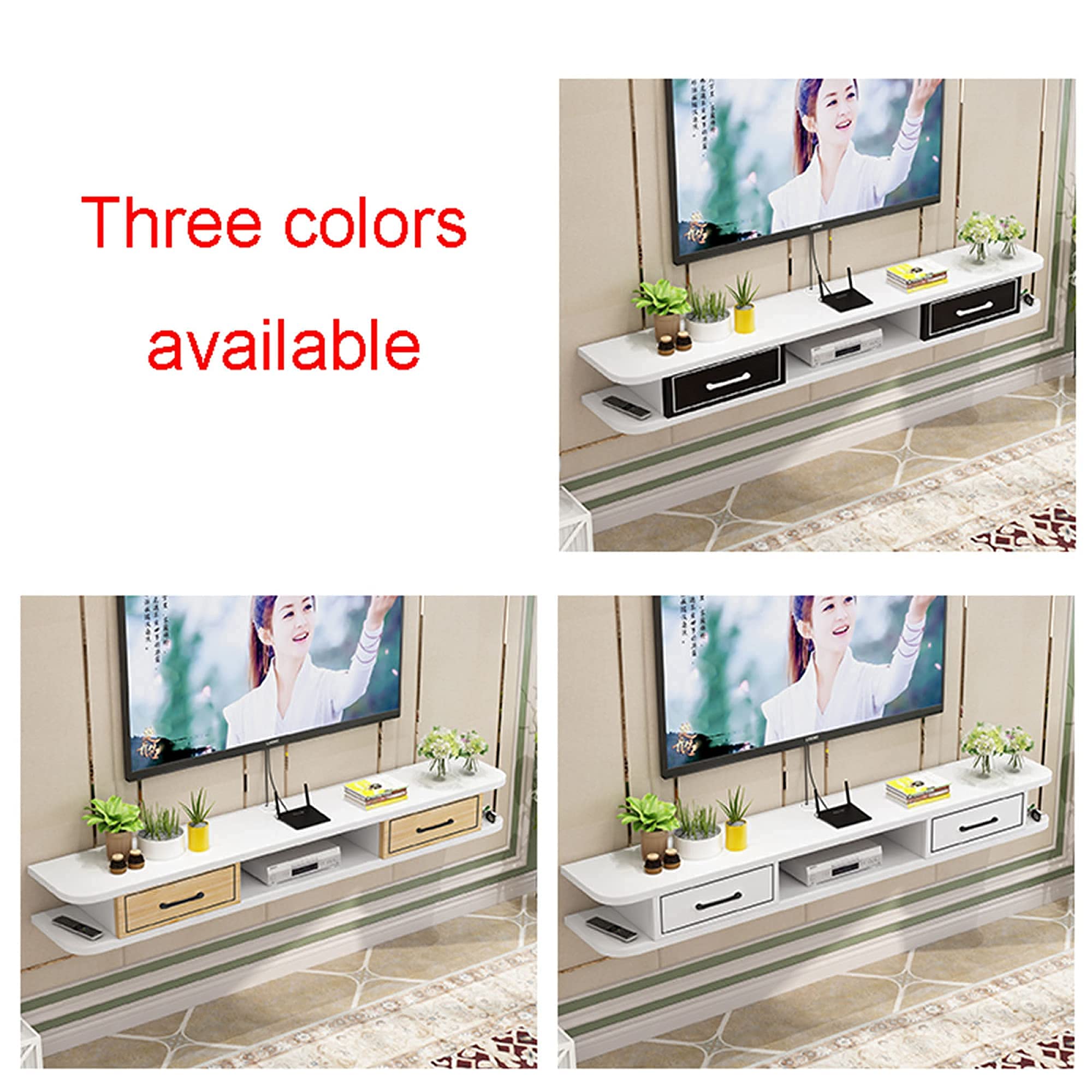 Gabinete de Soporte de TV Unidades de Pared de TV para Sala de Estar Soporte de TV Gabinete de Pared Consola de Medios con 3 almacenamientos para Centro de Entretenimiento de Sala de Estar/a