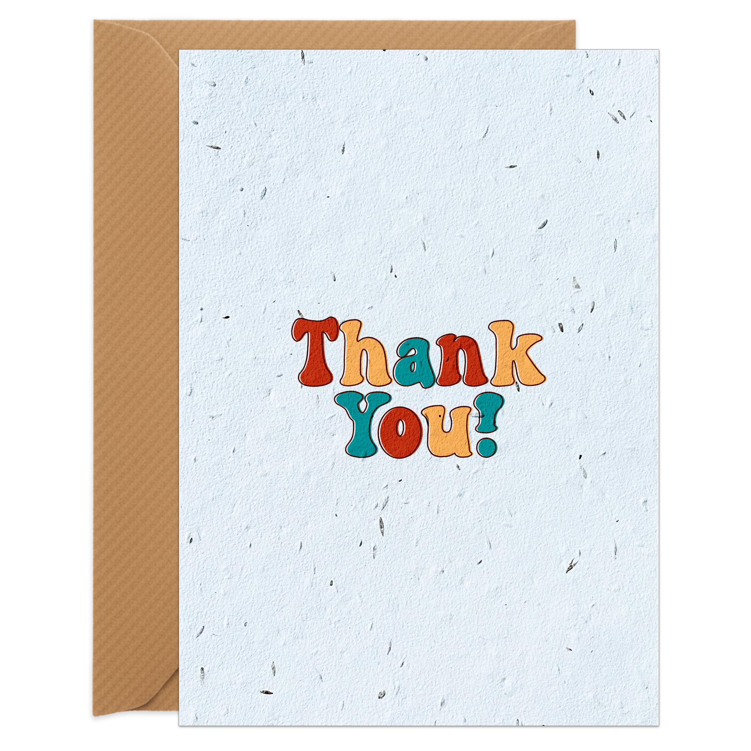UK Seed Paper Thank you Card Retro Thanks Large Size (140 x 180mm Folded), Eco Friendly Thank You Card and Seed Envelope For Grateful Thanks โ image 1