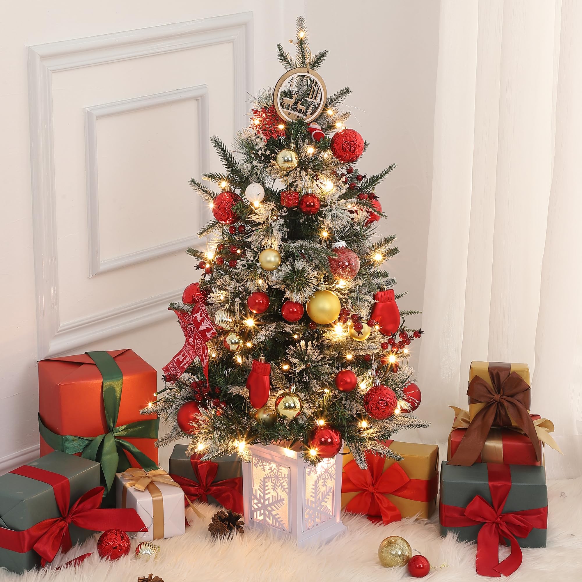 Amazon.com: 3 ft Prelit Artificial Christmas Tress with 78 Warm