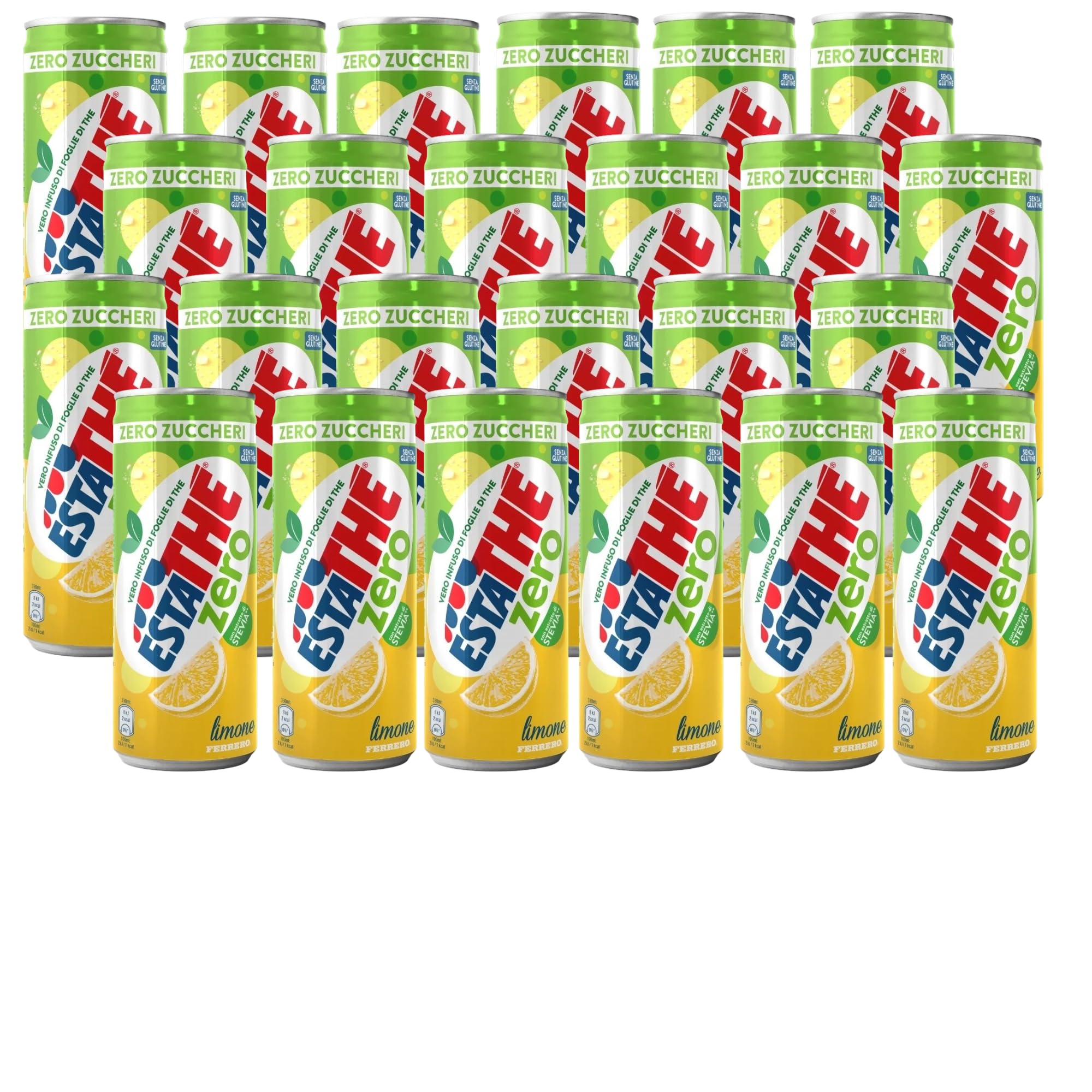 Italian Gourmet Estathe Zero Eistee mit Zitronengeschmack, Zuckerfrei, mit Stevia, Glutenfrei, 330 ml, 48 Dosen