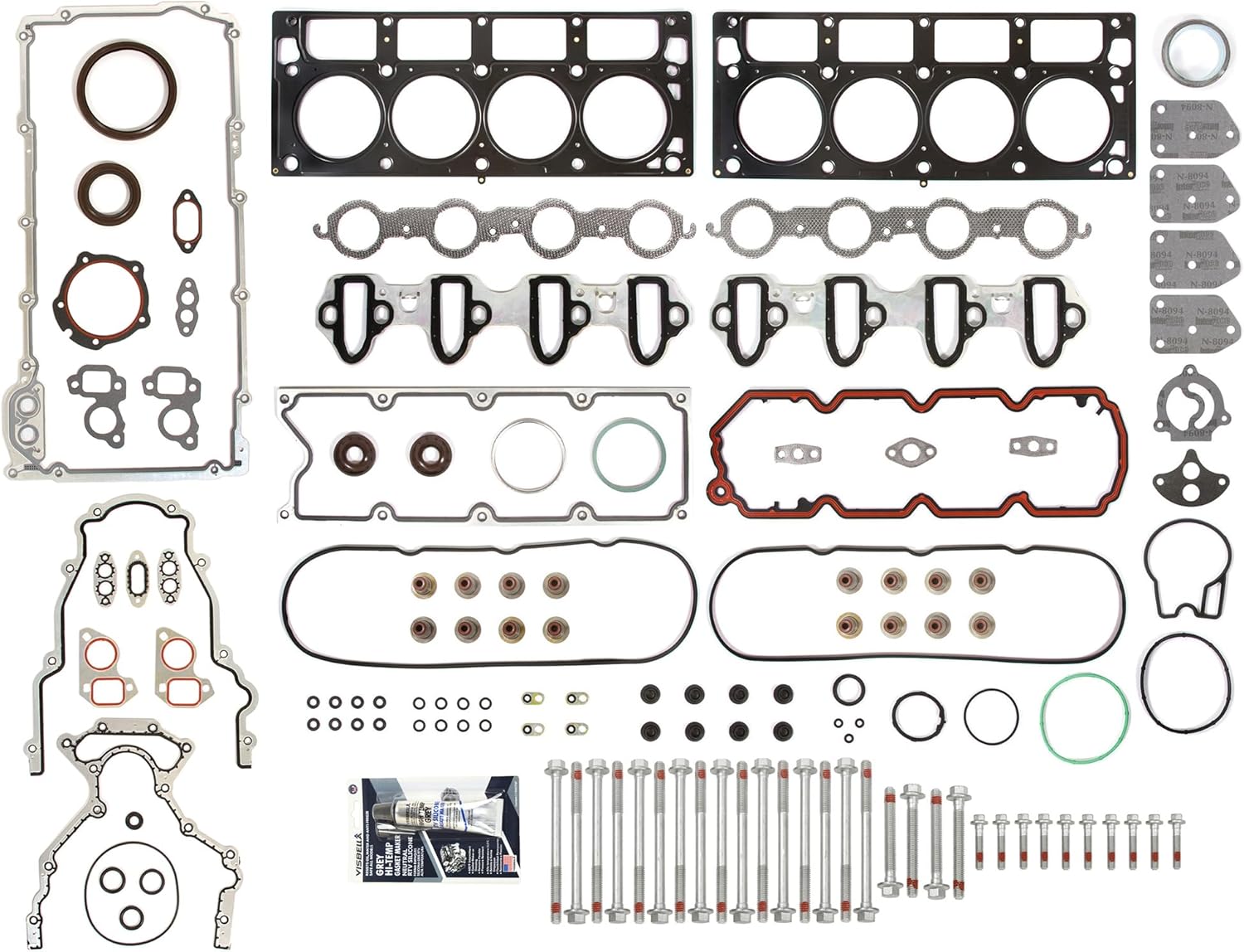 MA-4216923867 Full Gasket Set Head Bolts Compatible With/For 02-04 Chevrolet GMC Buick Cadillac 4.8L 5.3L OHV