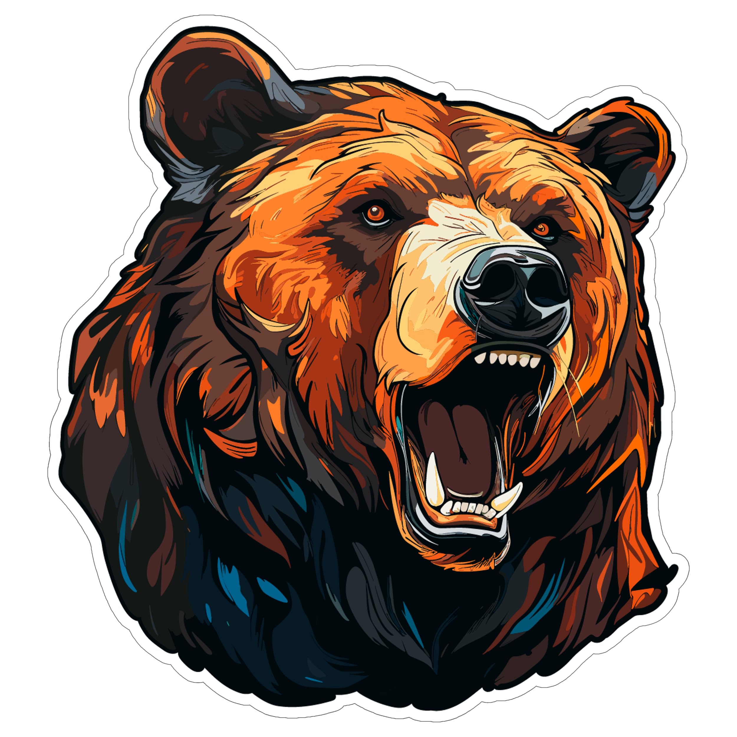 Grizzly Bear Sticker 4 Inch North American Bear Ursus Arctos - Waterproof Animal Vinyl Decal for Laptop Water Bottle Car Tumbler - Durable Aesthetic