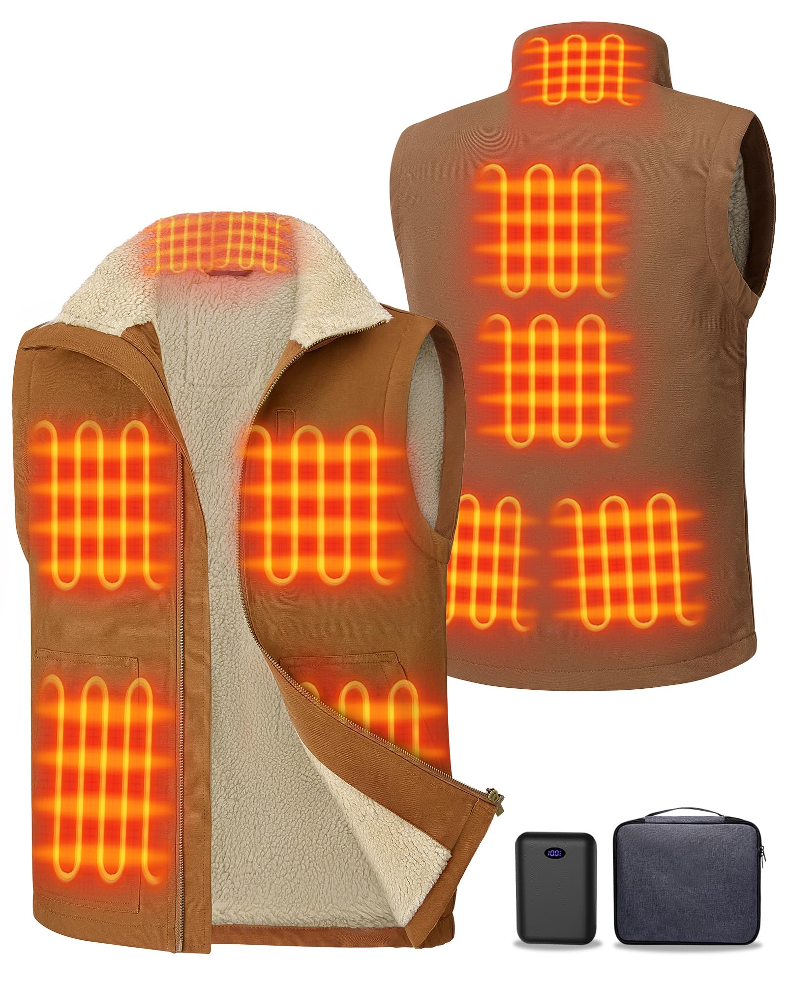 Canvas Heated Vest with Sherpa Lining