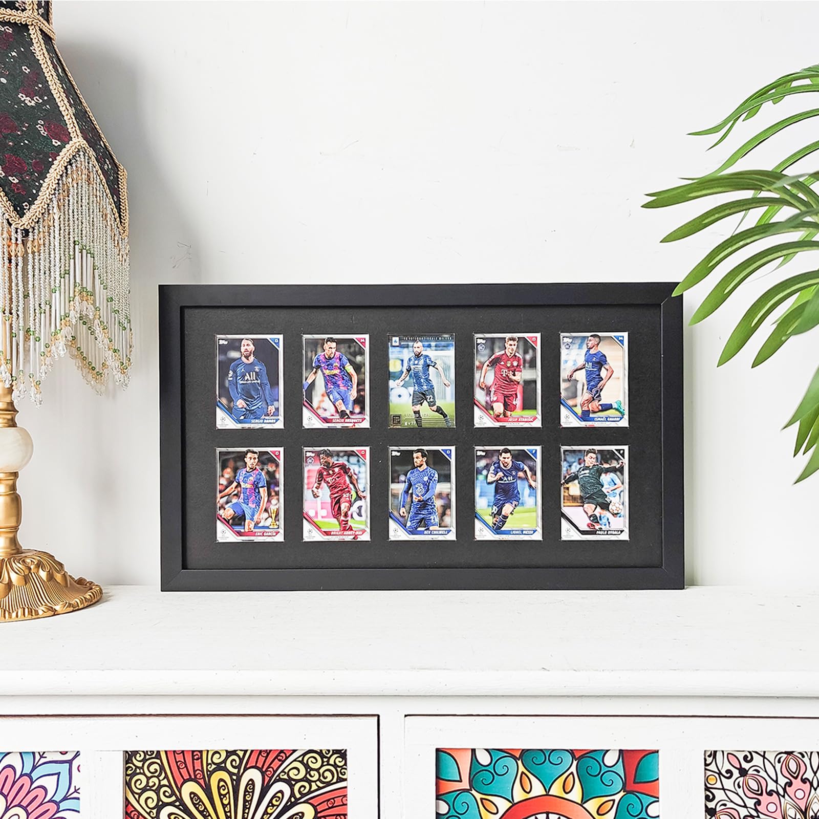 Memorabilia Display Cases,Graded Sports Card Display Case - 10 Baseball Card Display Case - Trading Card Frame Wall Display with UV Protection for Football Basketball Hockey Cards,Black