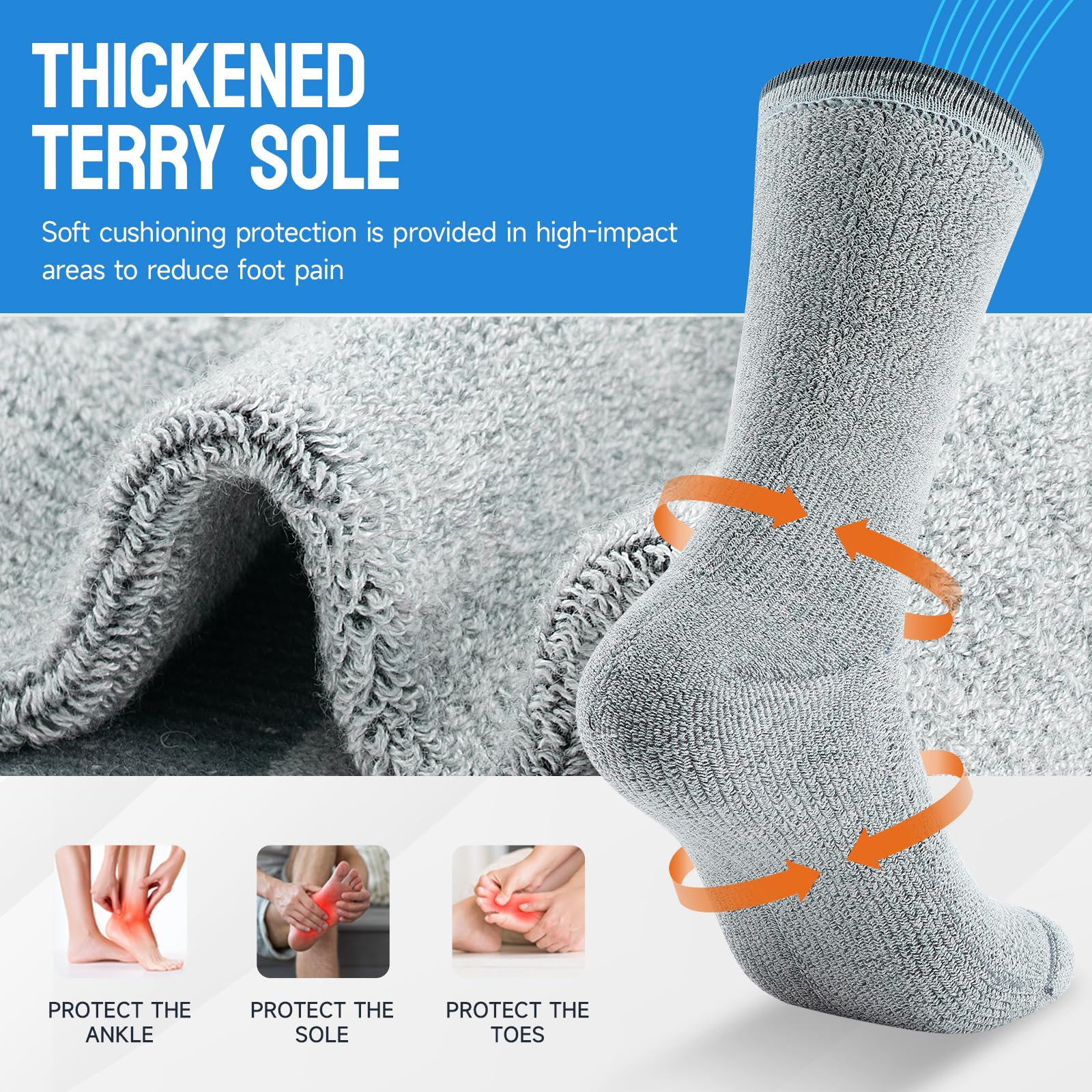 TANSTC Calze in Lana Merino, Calzini Invernali Classici, Traspiranti, per Uomo e Donna, Antiscivolo, Nero/Grigio/Colorato. 3 Paia, 35-38 39-42 43-46 47-50