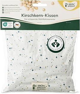 GRÜNSPECHT Cojín de huesos de cereza, 19 x 19 cm, cojín térmico para cuello, vientre y espalda, funda de 100% algodón, para microondas y horno, triángulos de color verde helado (100-V8)