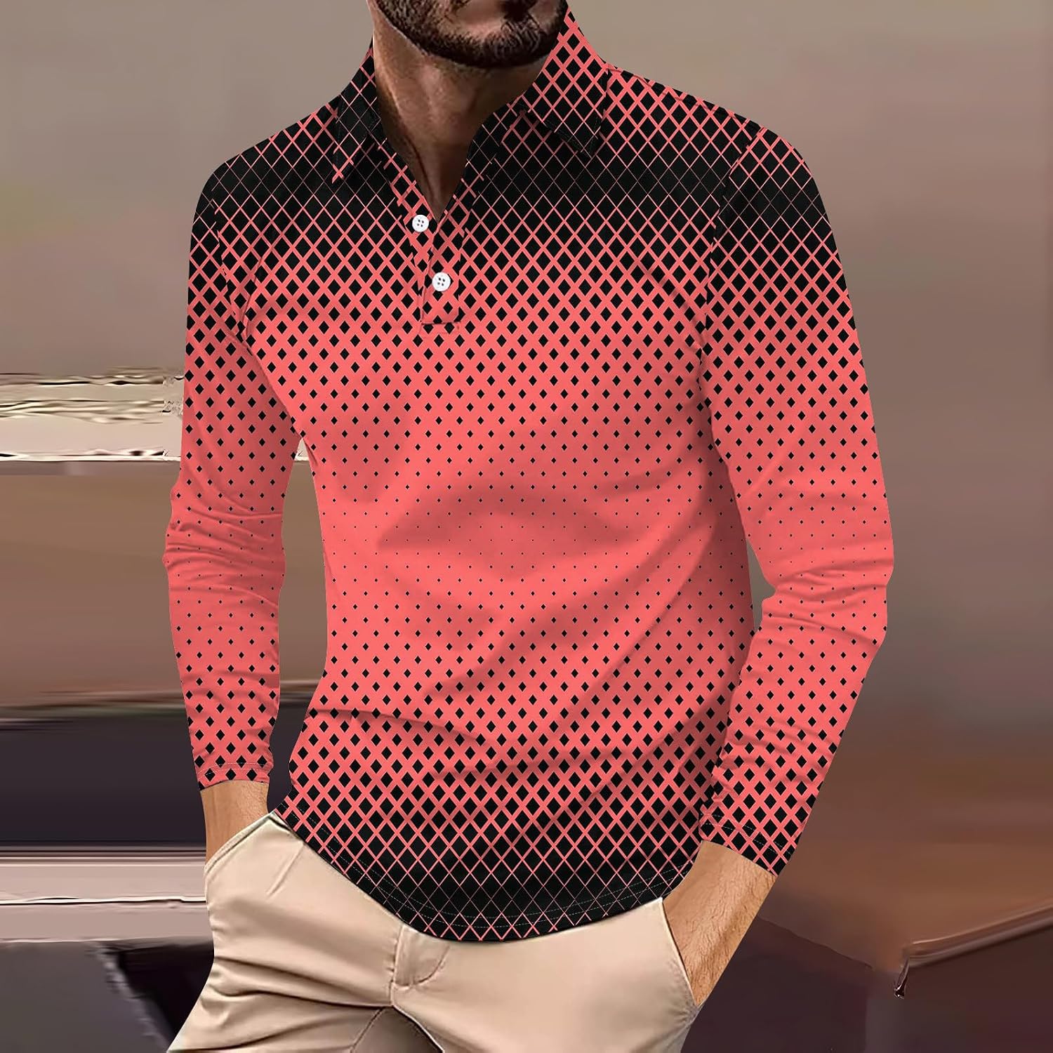 Men's Long Sleeve Polo Shirts, Moisture Wicking Outdoor T Shirt Casual Collared Shirts