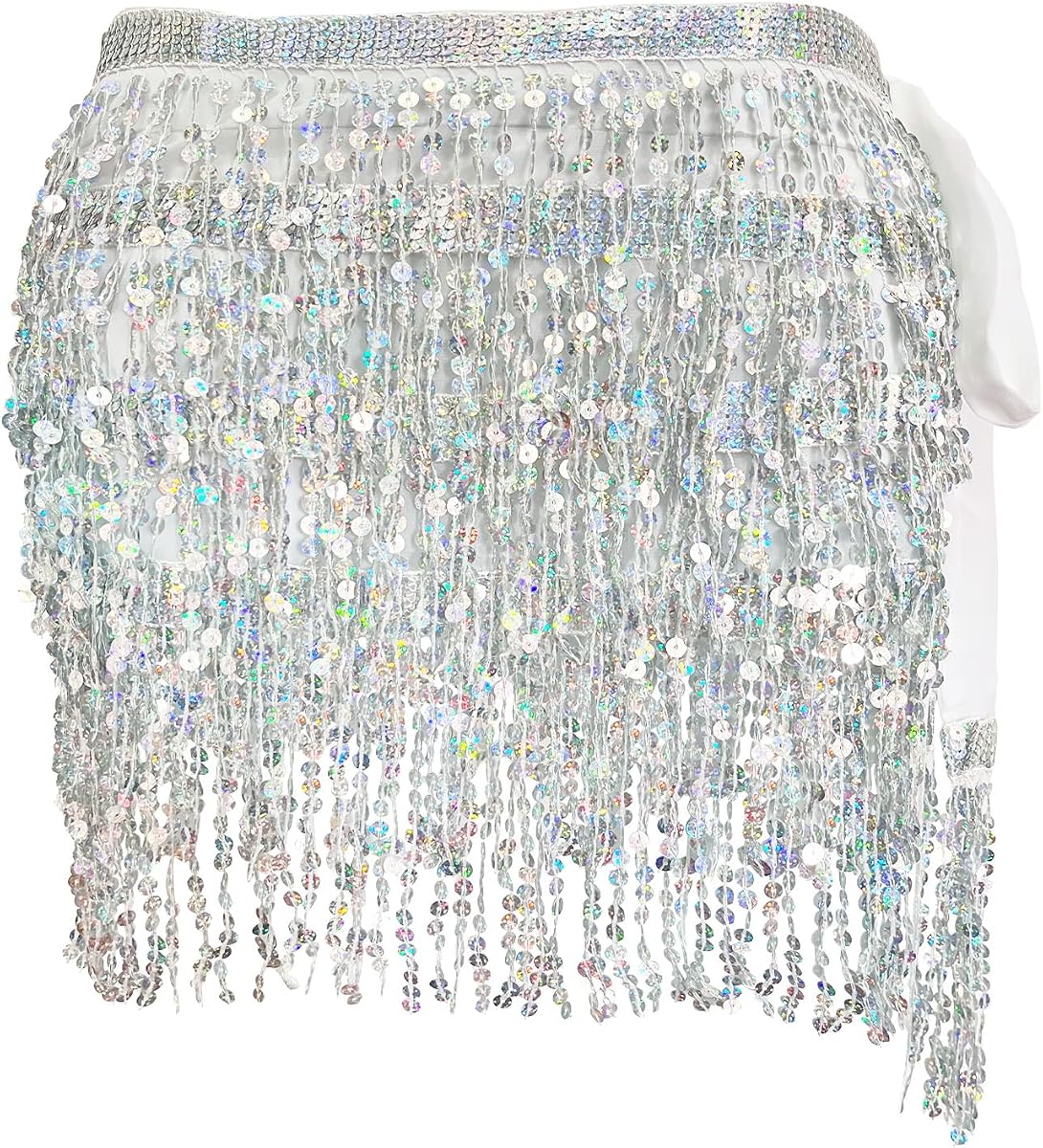 Falda con borlas de lentejuelas para mujer, faldas tipo bufanda para danza del vientre y cadera