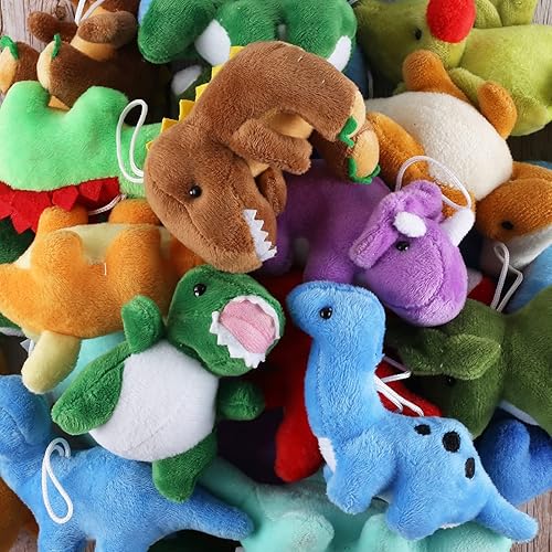 Miniatura 6 de Paquete de 16 juguetes de peluche de dinosaurios a granel mini figuras de dinosaurio surtido de llaveros juego de animales de peluche de dinosaurio