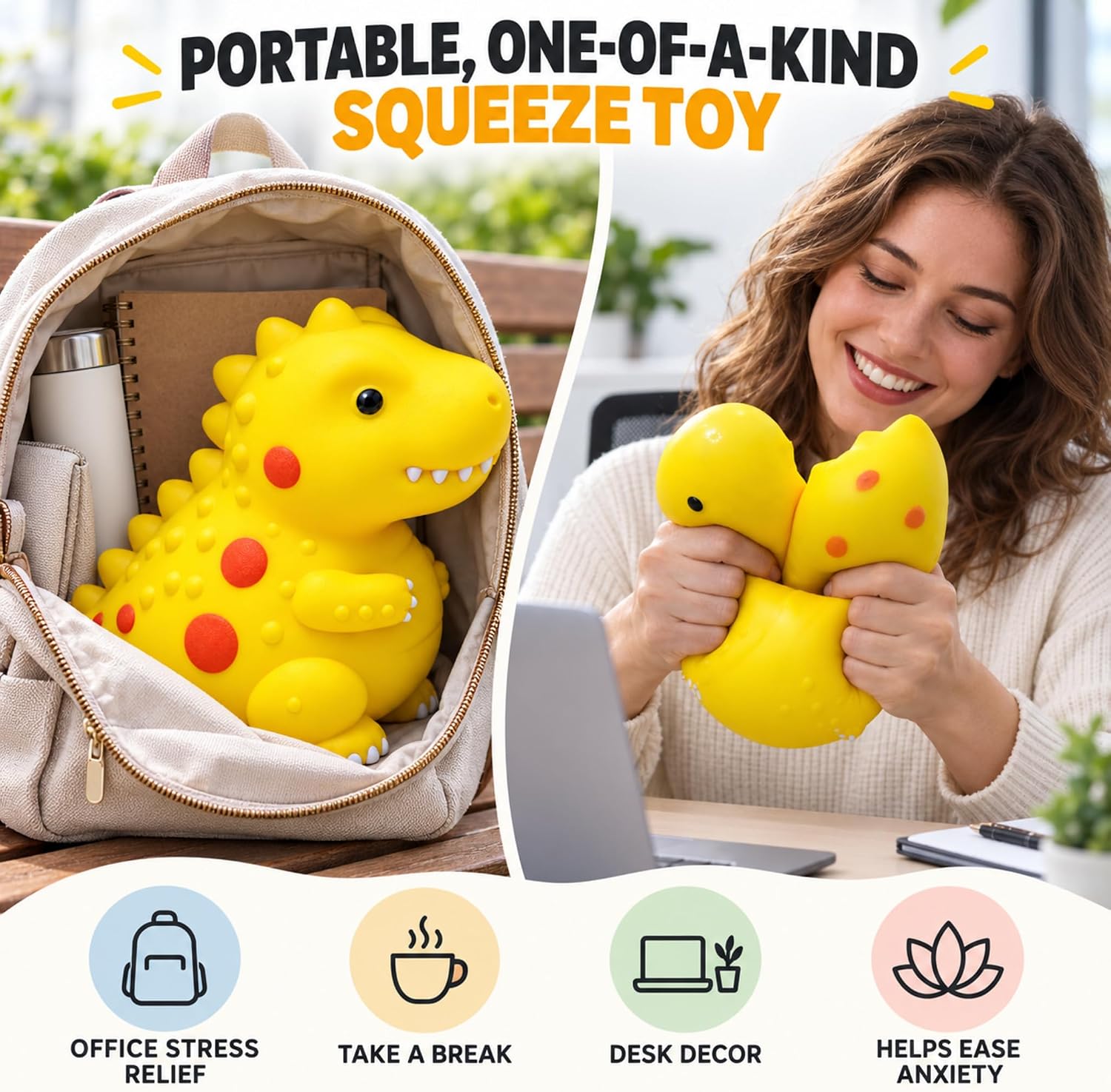Jumbo Dinosaur Squishy Fidget Toy, 6.7Inch Squeeze Slow Rising Squishy Toy image 2