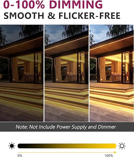 Miniatura 4 de EMITEVER COB - Tira de luces LED impermeable IP67, 2700 K, blanco cálido, para exteriores, 24 V, cinta LED de silicona regulable, iluminación de