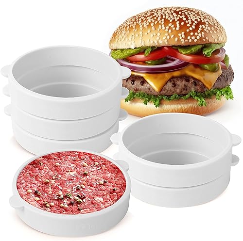 Paquete de 6 moldes para anillos de cocción de inmersión de hamburguesa de 12 libra con asas, 1 pulgada de grosor, para hamburguesas Sous Vide -