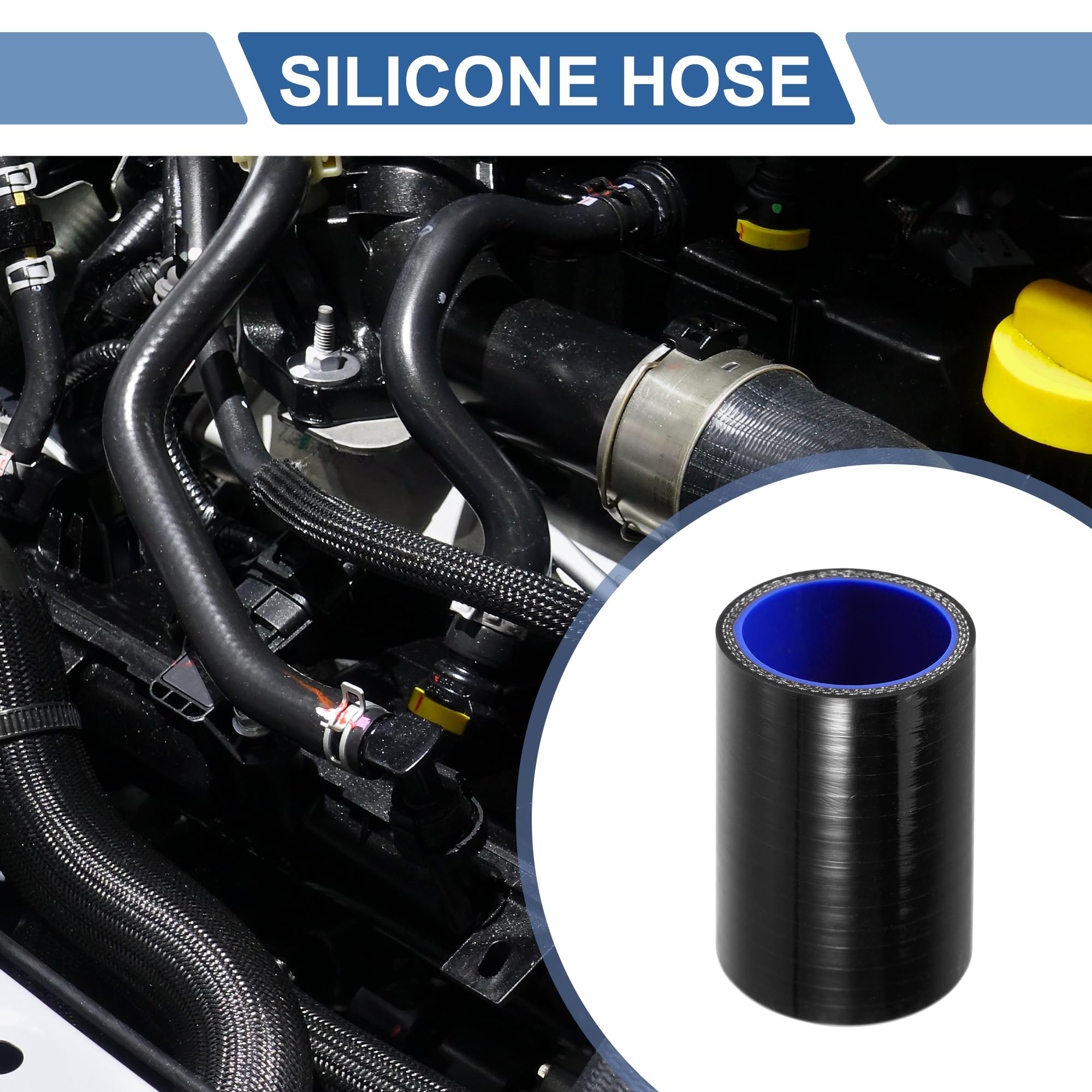 Tubo Riduttore Dritto In Silicone Per Intercooler 83mm - Motoforti, Universale 4 Strati, Nero - 5