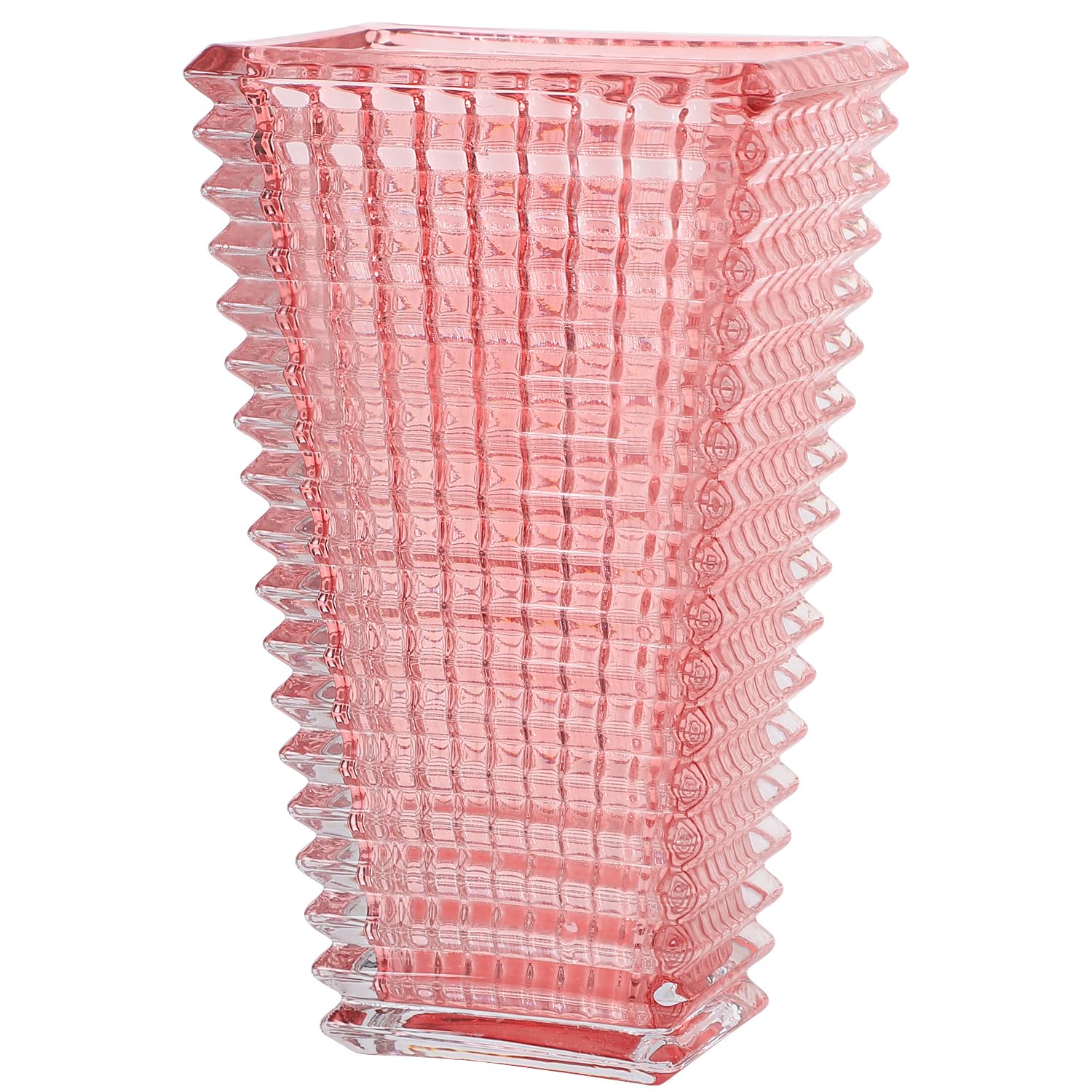 MCMCNCUIU Crystal Glass Vase, Large Crystal Vases for Flowers, Large Flower Vase, Pink Modern Vases for Living Room, Bedroom, Kitchen, Dining Table, Mantle, Wedding, 11 Inches