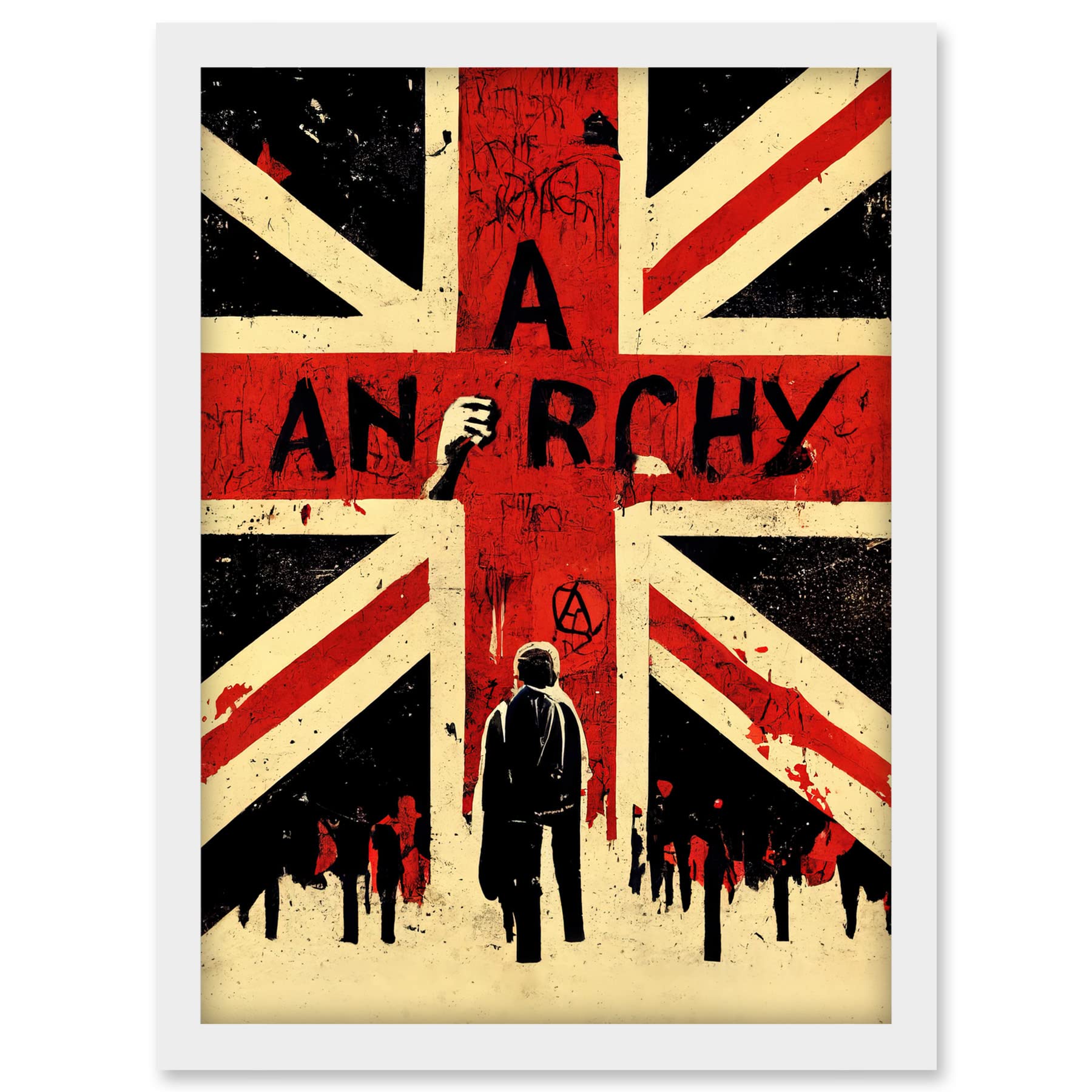 Doppelganger33 LTD Anarchy Union Jack Stencil Rebel Graffiti Punk UK Artwork Framed A3 Wall Art Print