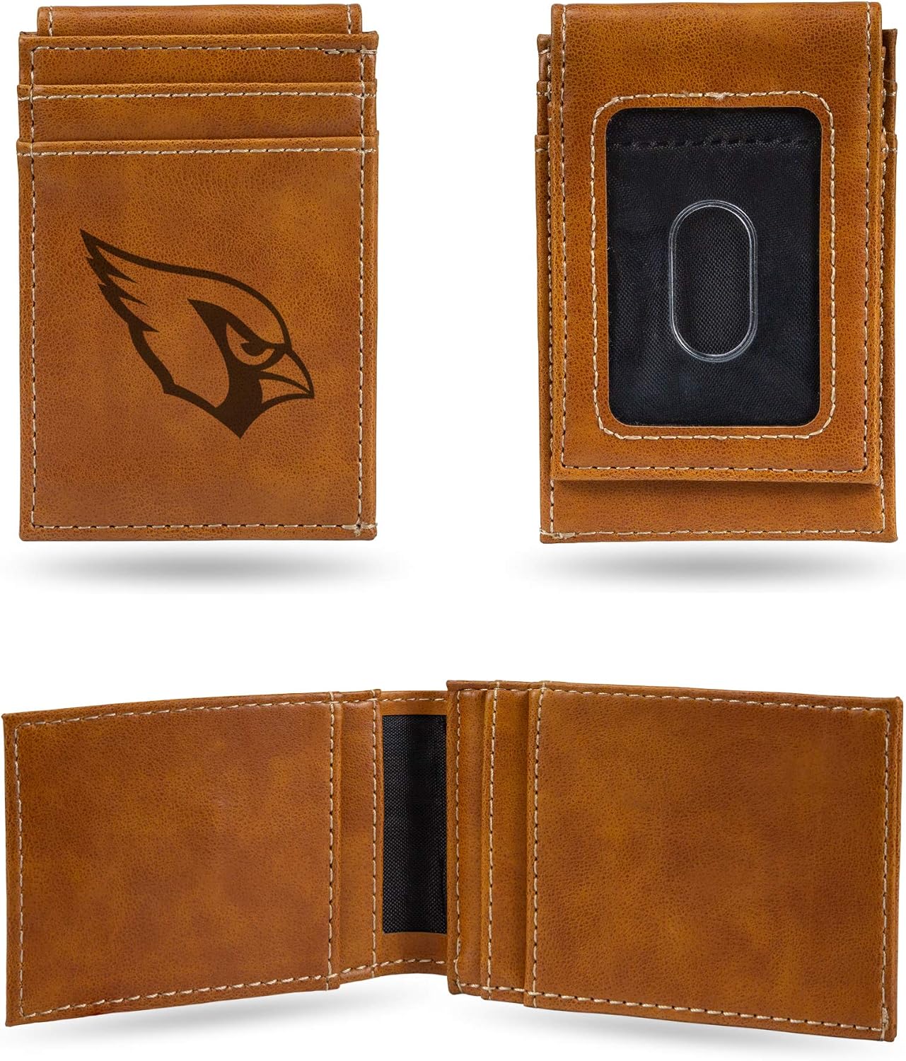 Rico Industries Laser Engraved Front Pocket Wallet, Arizona Cardinals , 2.75 x 4-inches