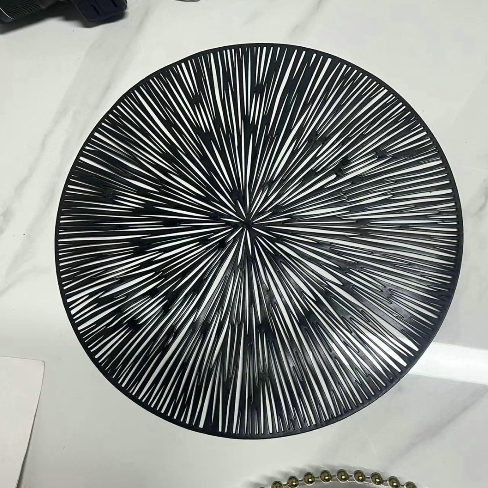 Tovaglietta Americana Moderna 10,38 CM, PVC,Rotondo con Modello Geometrico,Tovagliette da Ristorante Nero