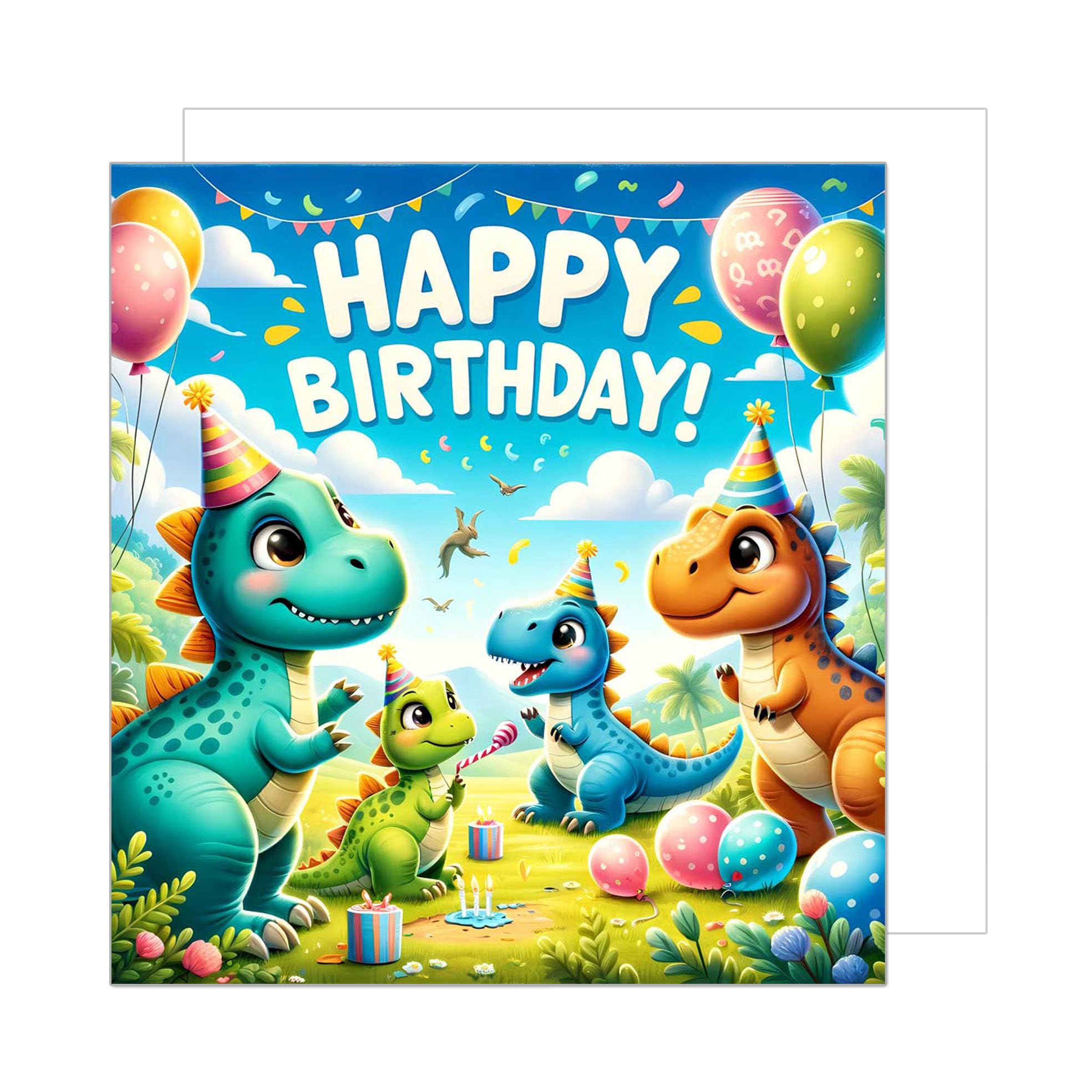 Biglietto Di Compleanno Con Dinosauro Per Bambini - Rawwr Birthday Card Con Busta