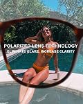 FIMILU 2 Packs Lunettes de soleil pour femmes polarisé UV400 Lentille de protection Grand cadre Fashion Glass Trendy Élégant Shade
