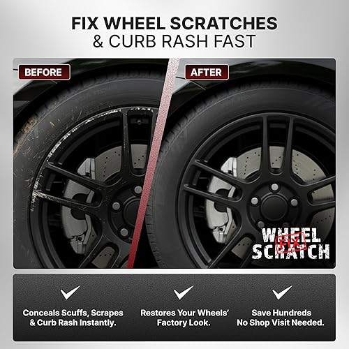 Miniatura 2 de Wheel Scratch Fix® Pintura de Retoque Negro Mate para Autos - Kit de Reparación DIY de Llantas de Aleación, Removedor de Raspones de Bordillo